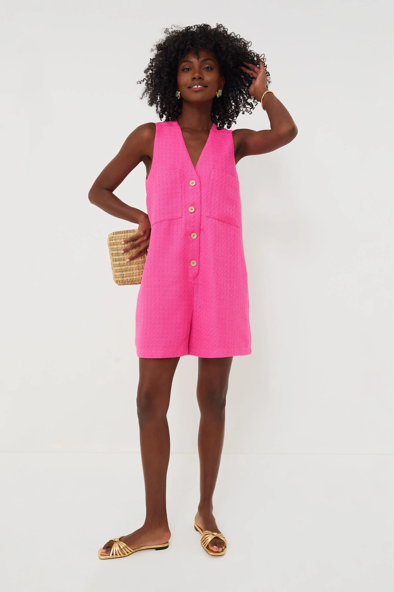 Hot Pink Textured Myla Romper 6 Hot Pink Textured Myla Romper - Image 6
