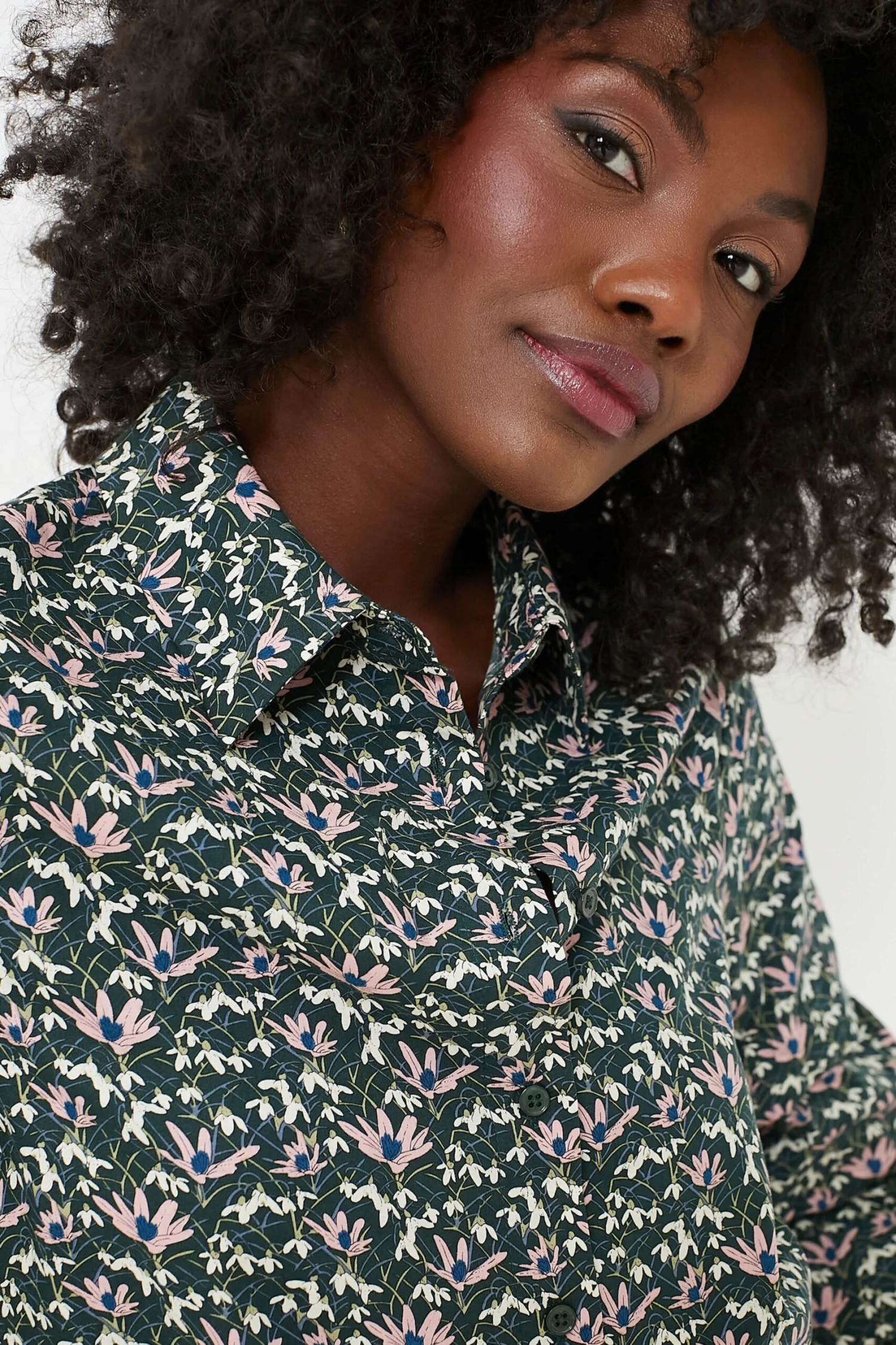 Green Floral Ruffle Sleeve Button Down Noah Blouse 5 Green Floral Ruffle Sleeve Button Down Noah Blouse - Image 5