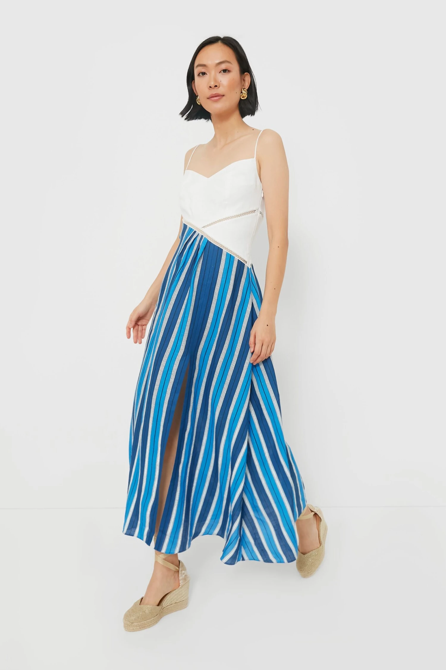 White & Blue Stripe Linen Maxi Dress 1 White & Blue Stripe Linen Maxi Dress