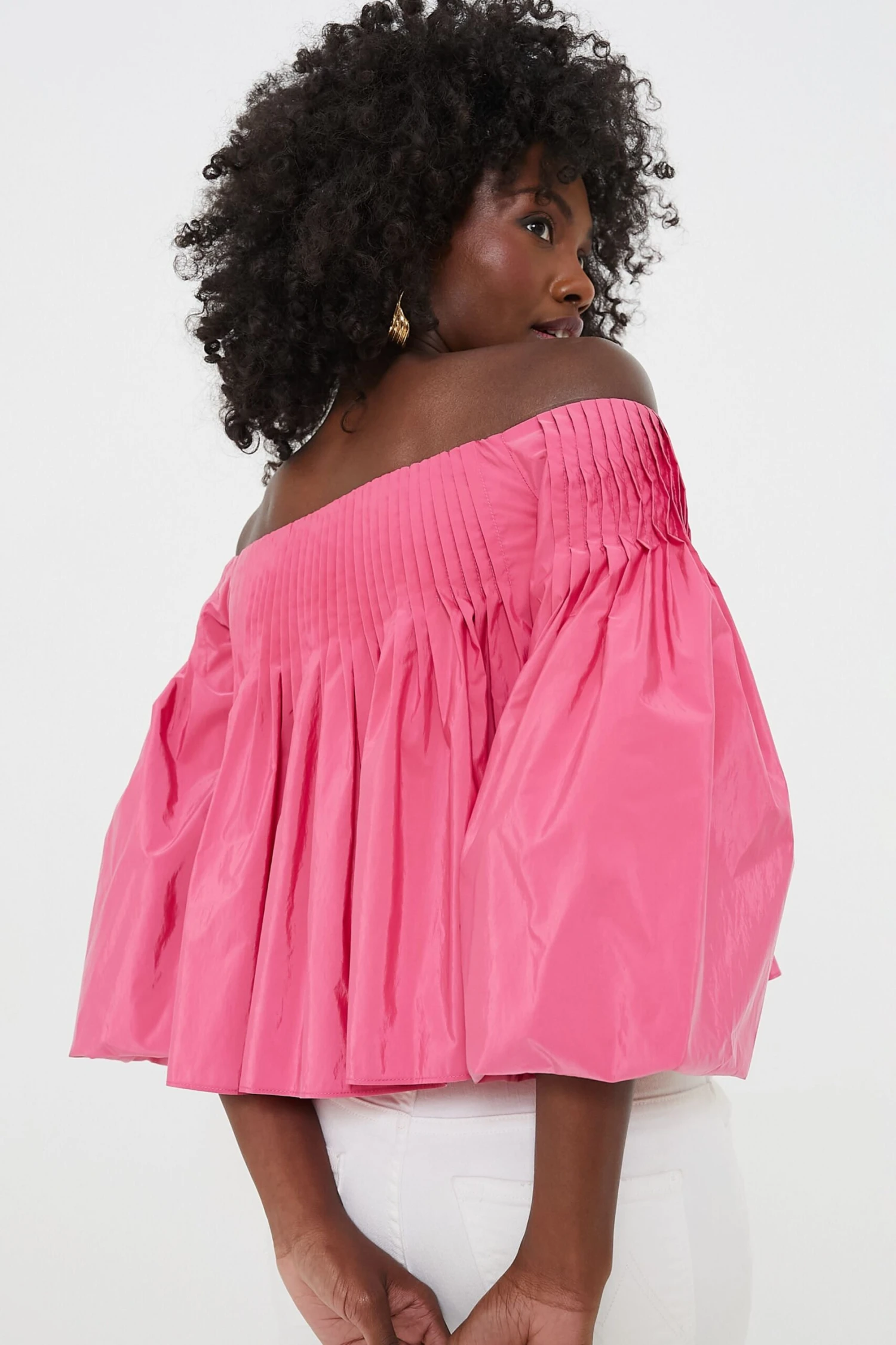 Hot Pink Pleated Portia Top 4 Hot Pink Pleated Portia Top - Image 4