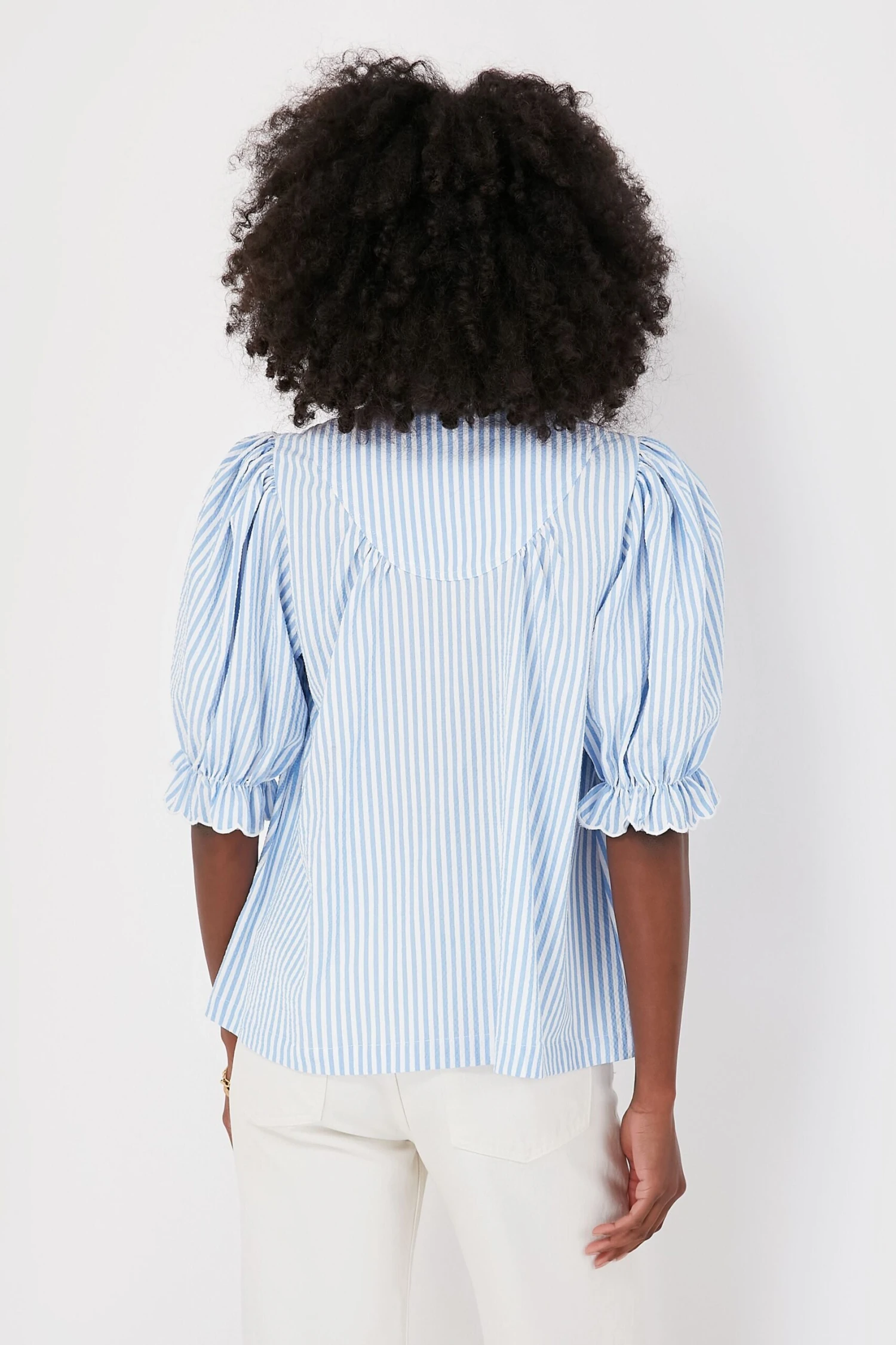 Blue Stripe Selena Blouse 4 Blue Stripe Selena Blouse - Image 4