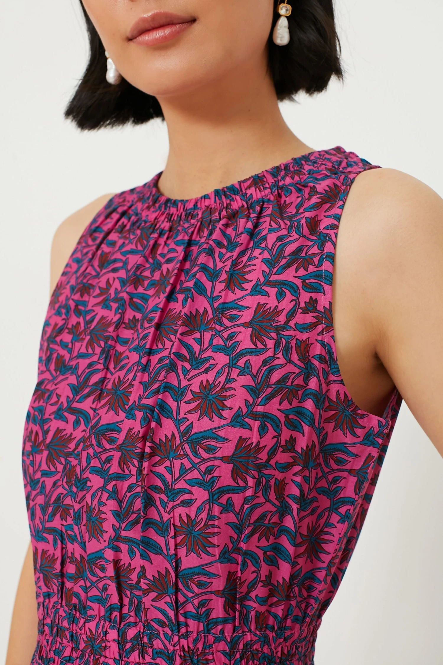 Palm Floral Fuchsia Bali Tank Dress 5 Palm Floral Fuchsia Bali Tank Dress - Image 5