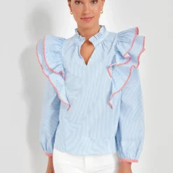 Blue Stripe Gingham Ruffle Holly Blouse -Outlet Toggify Store 70PWiz955NYysl0KWSEnEdG5cxEkM6WF 1 scaled
