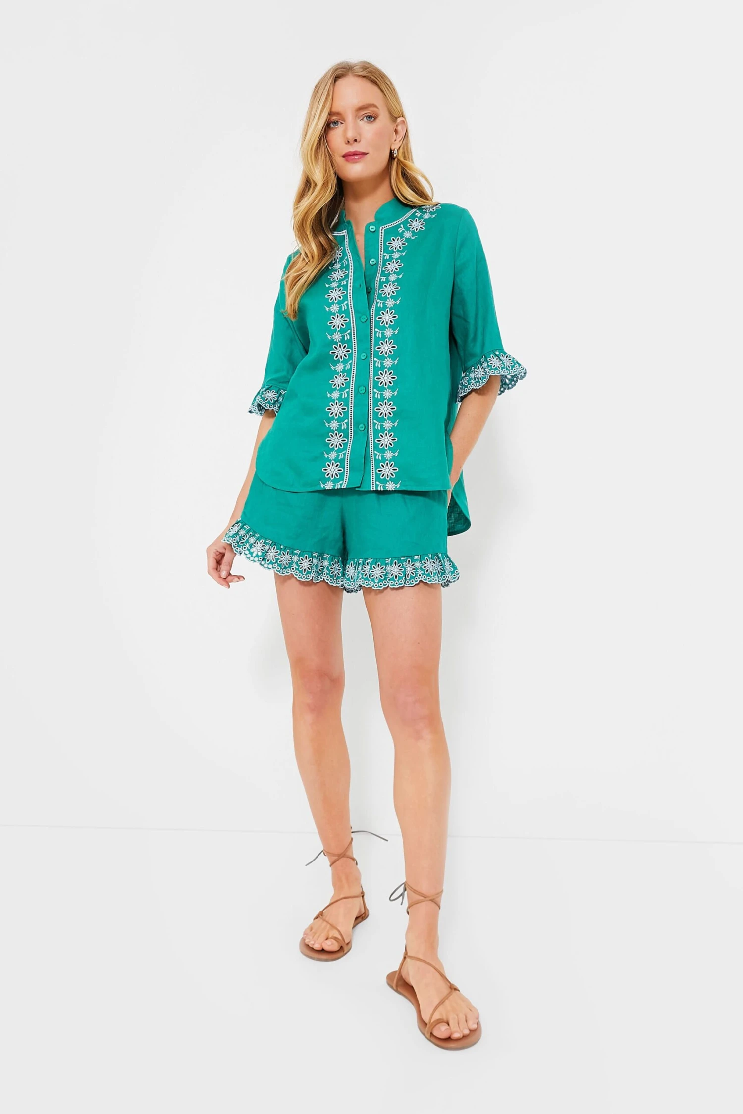 Embroidered Linen Montauk Lounge Shorts 2 Embroidered Linen Montauk Lounge Shorts - Image 2