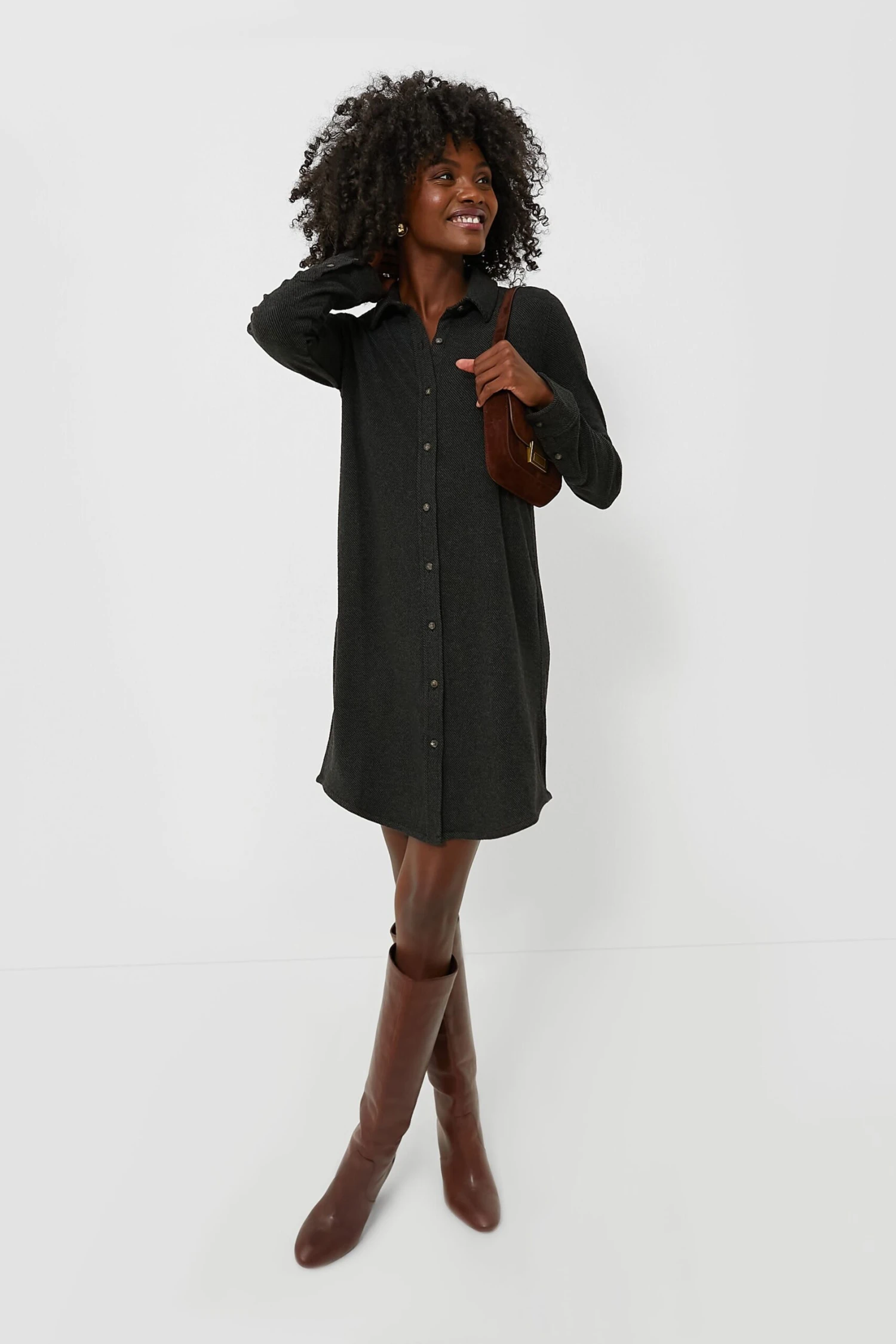 Heathered Black Twill Legend Sweater Dress 6 Heathered Black Twill Legend Sweater Dress - Image 6