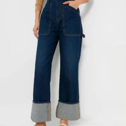 Veronica Beard Dusted Oxford Dylan High Rise Straight Leg With Cuff