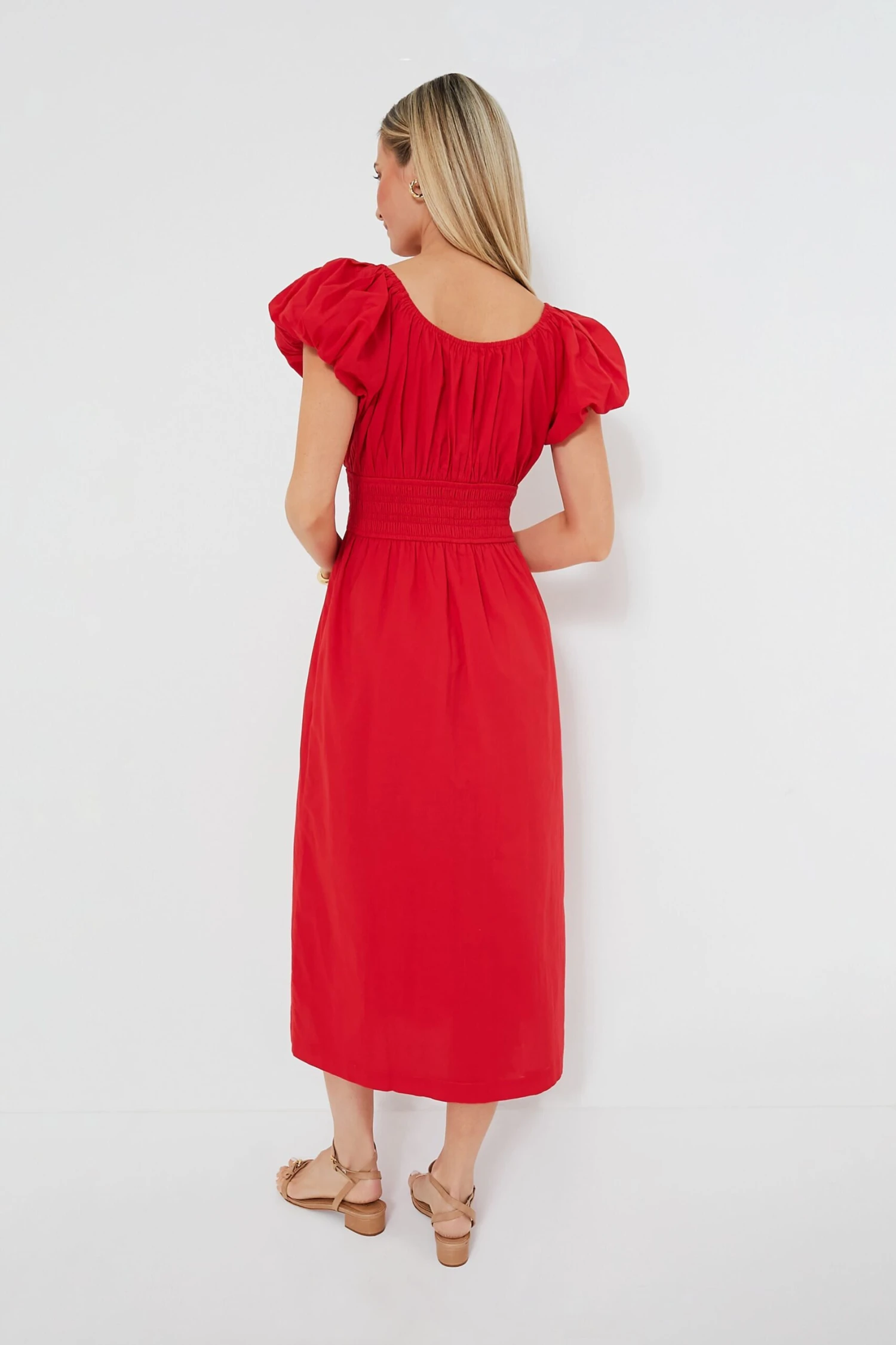 Red Puff Sleeve Flynn Dress 4 Red Puff Sleeve Flynn Dress - Image 4