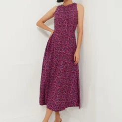 Palm Floral Fuchsia Bali Tank Dress