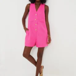 Hot Pink Textured Myla Romper