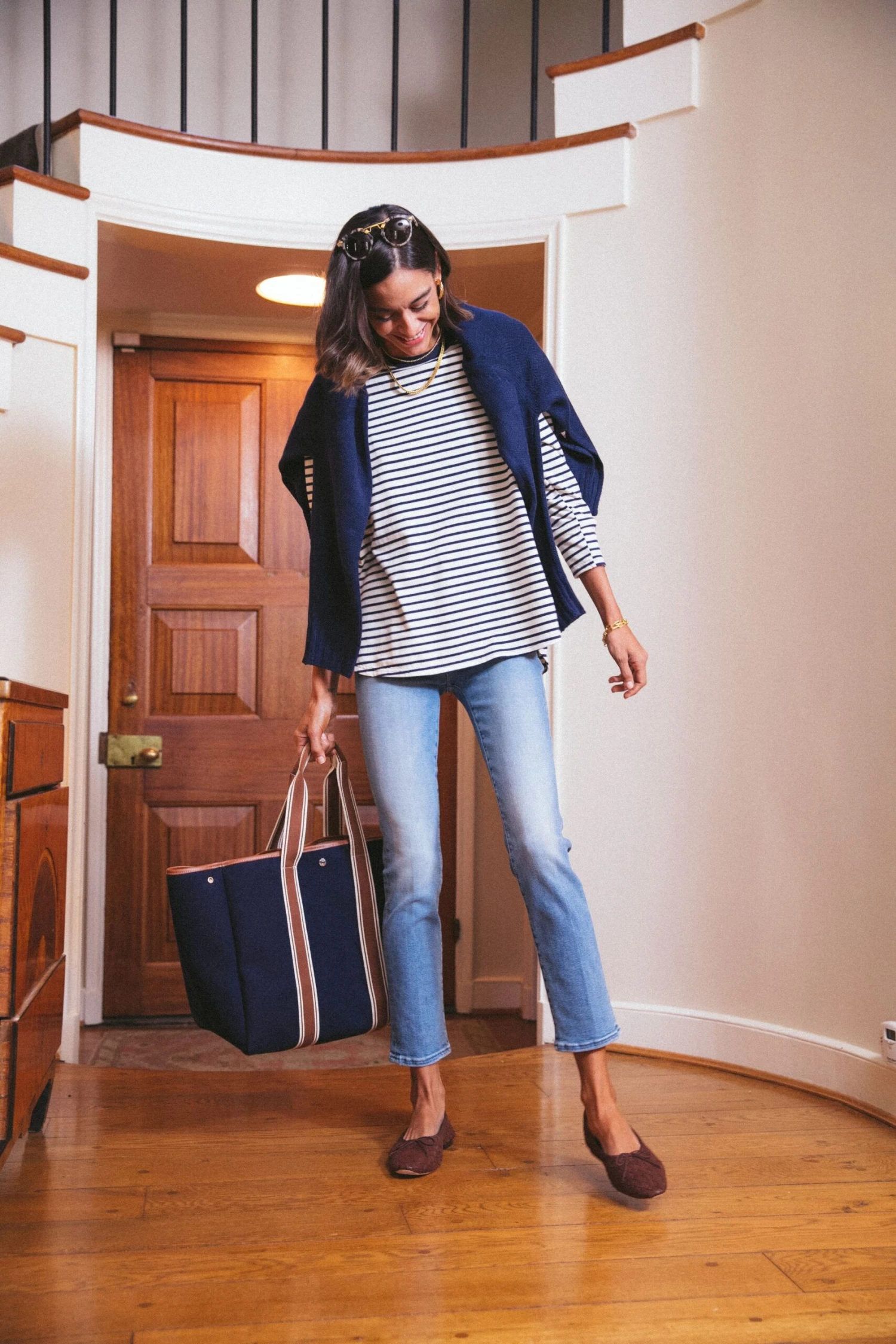 Navy Striped Knit Popover 9 Navy Striped Knit Popover - Image 9