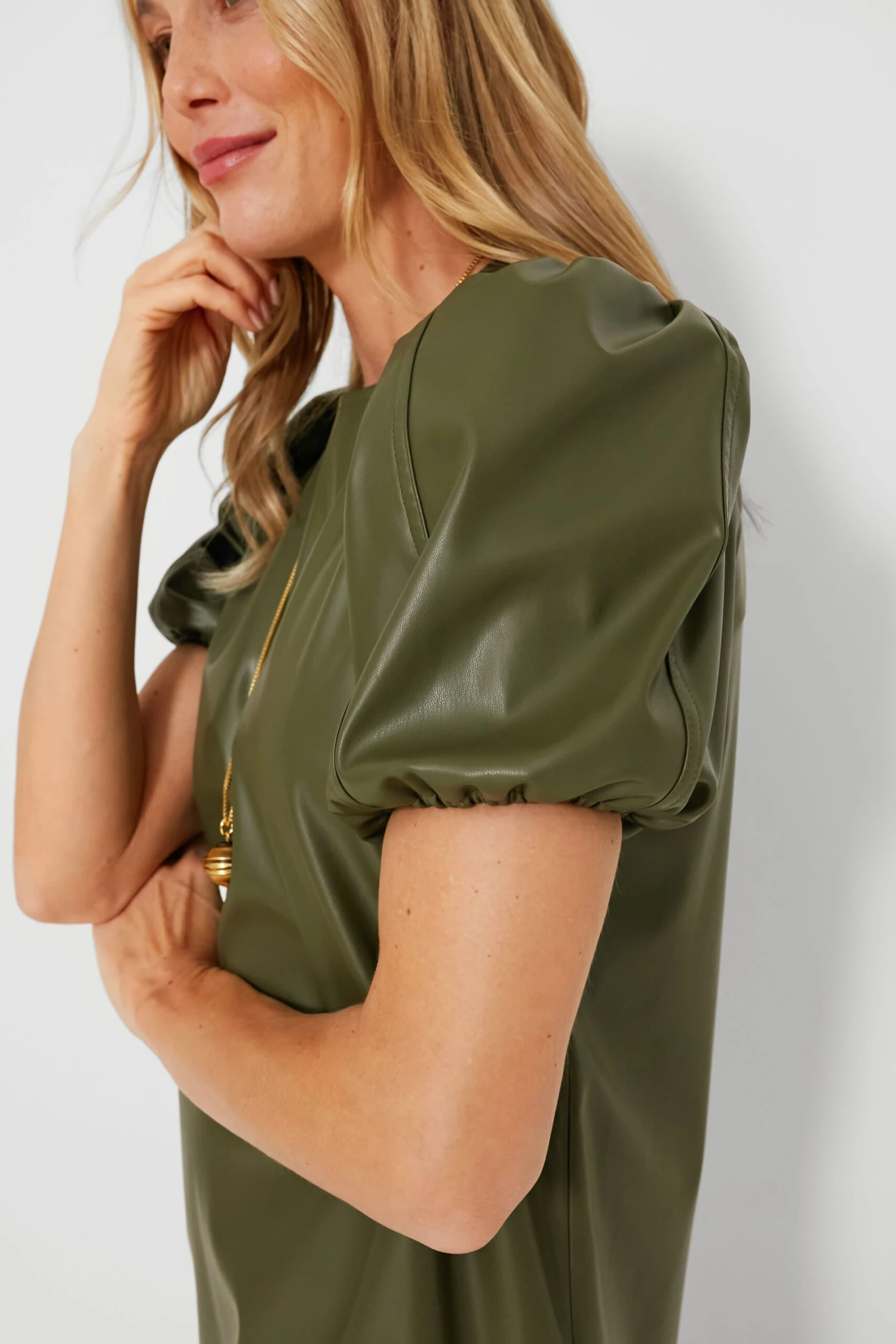 Green Faux Leather McShea Mini Dress 5 Green Faux Leather McShea Mini Dress - Image 5