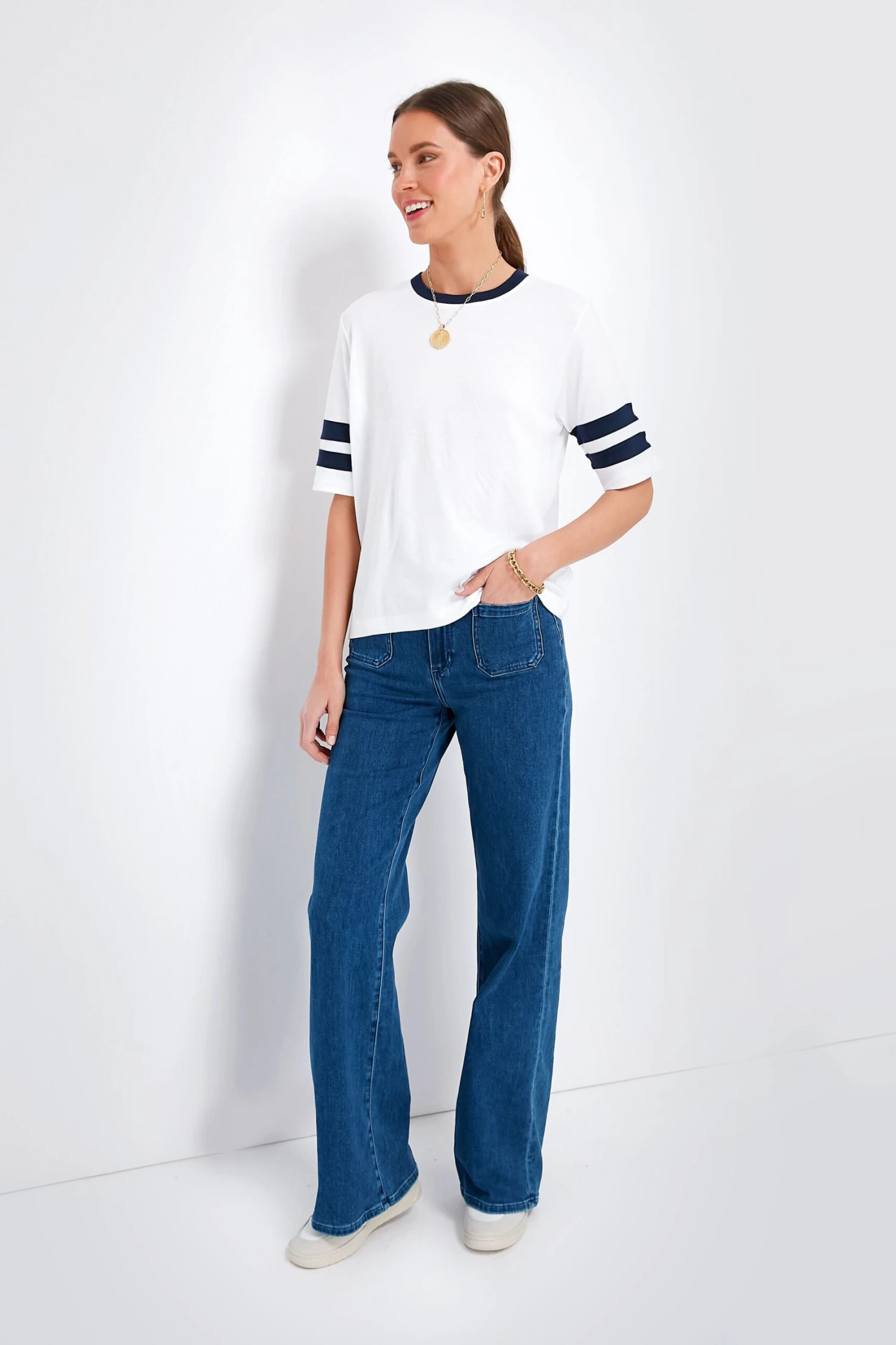 Bright White Cloud Varsity Tee 2 Bright White Cloud Varsity Tee - Image 2