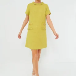 Chartreuse Tweed Jackie Dress