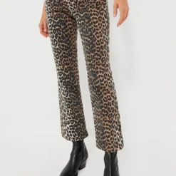 Ganni Leopard Print Denim Betzy Cropped