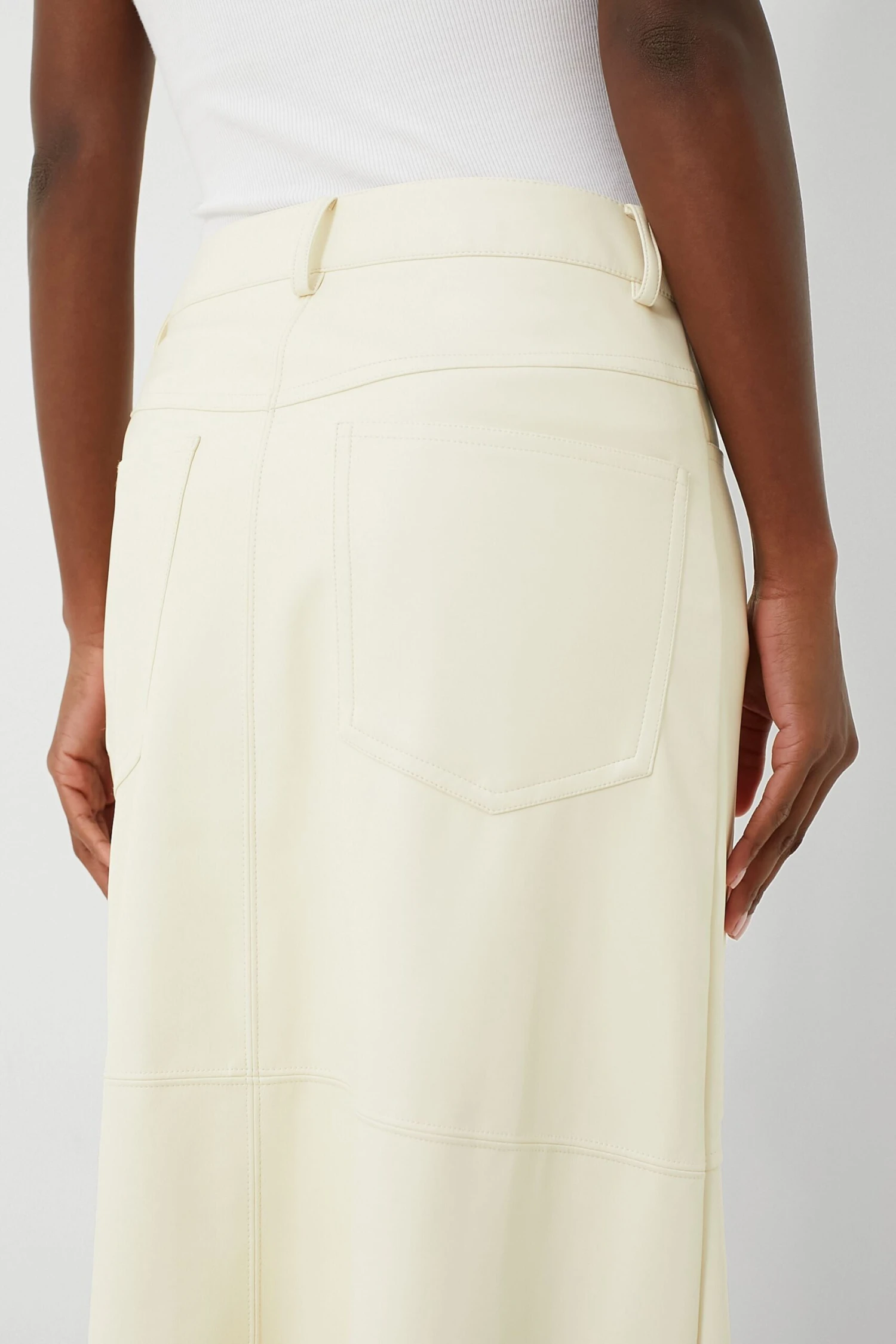 Ecru Vegan Leather Midi Skirt 4 Ecru Vegan Leather Midi Skirt - Image 4