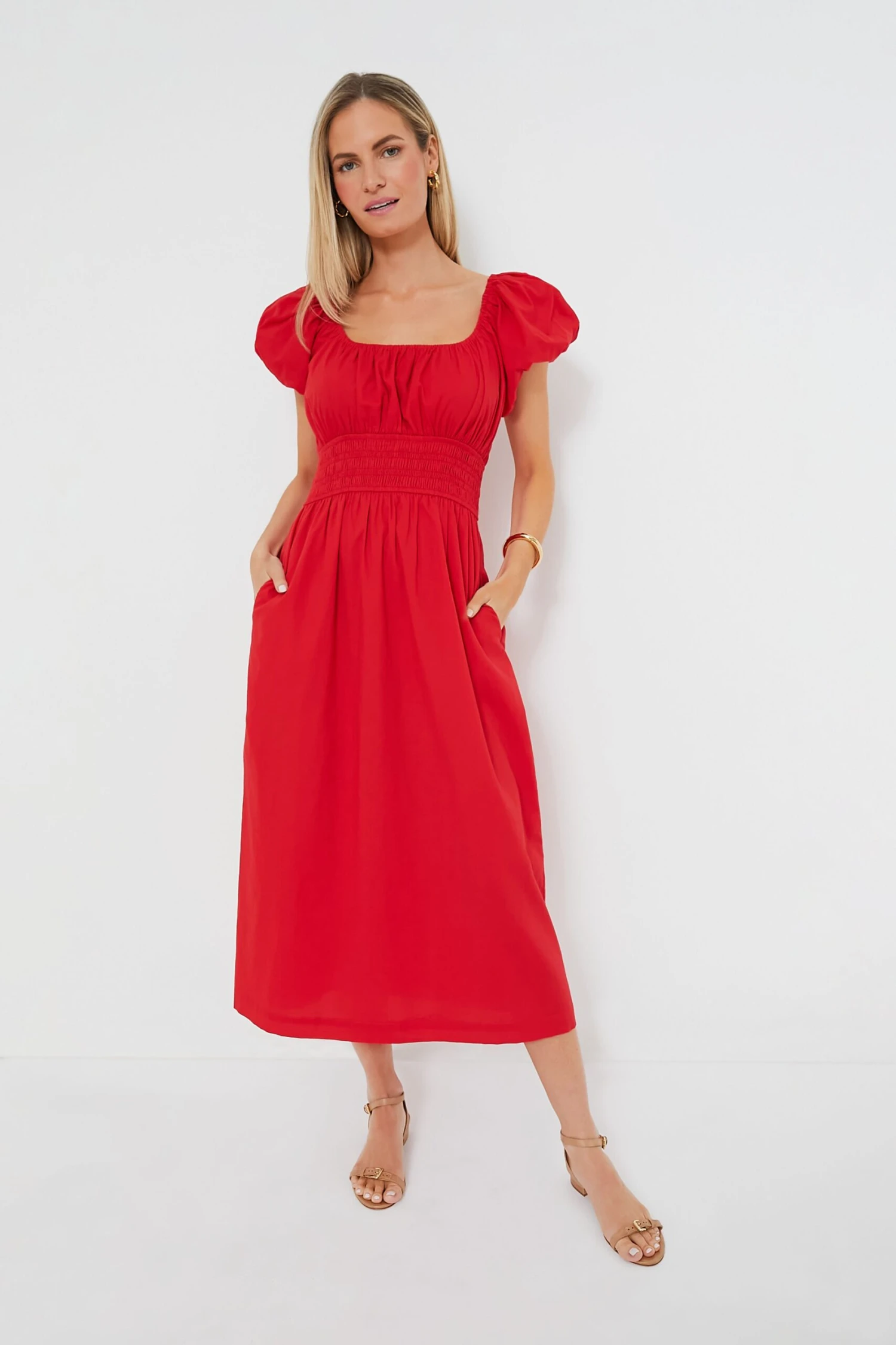 Red Puff Sleeve Flynn Dress 1 Red Puff Sleeve Flynn Dress