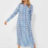 Blue Turq Paisley Oversized Maxi Shirt Dress