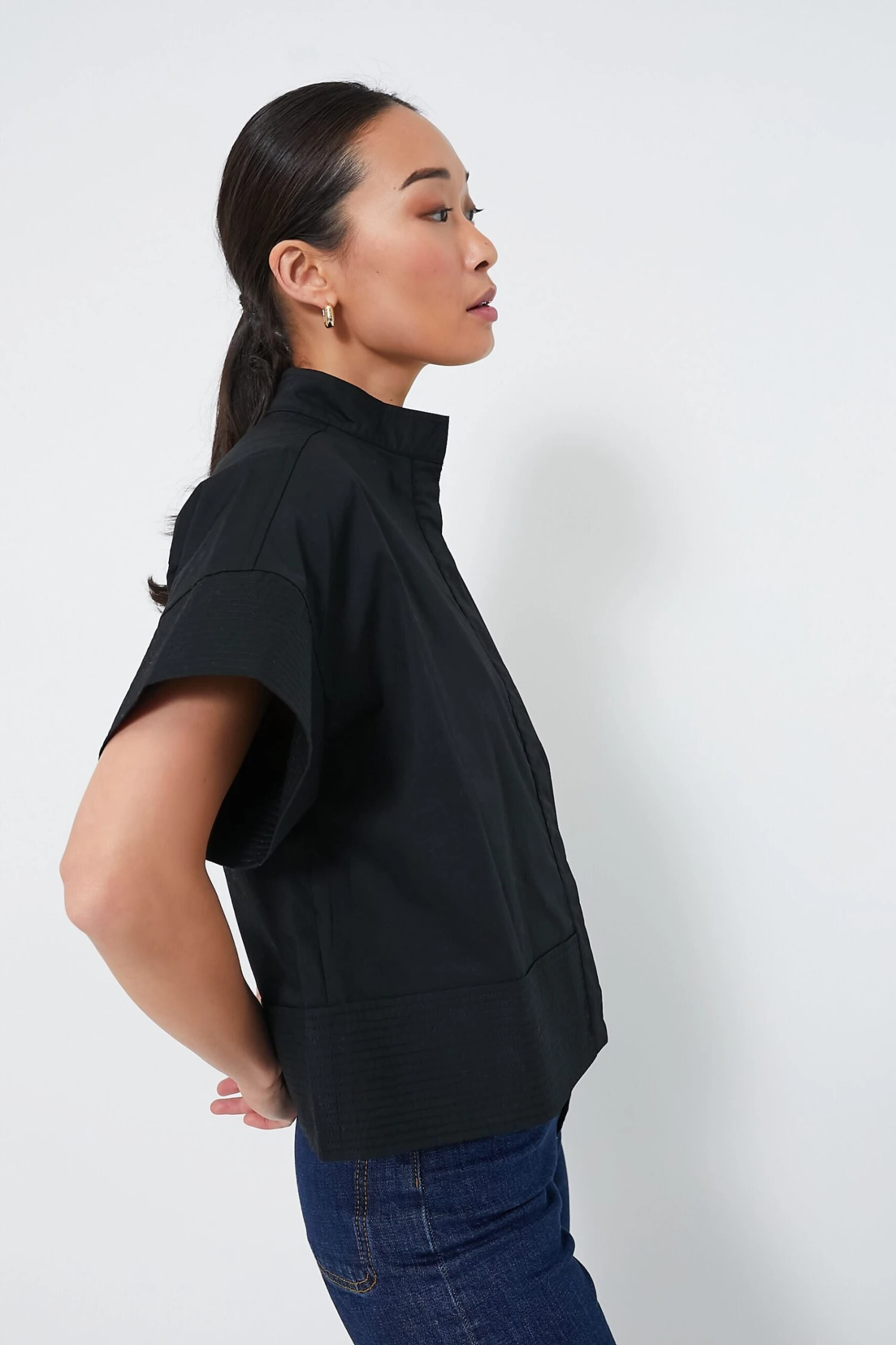 Black Trapunto Stitch Sofia Shirt 3 Black Trapunto Stitch Sofia Shirt - Image 3
