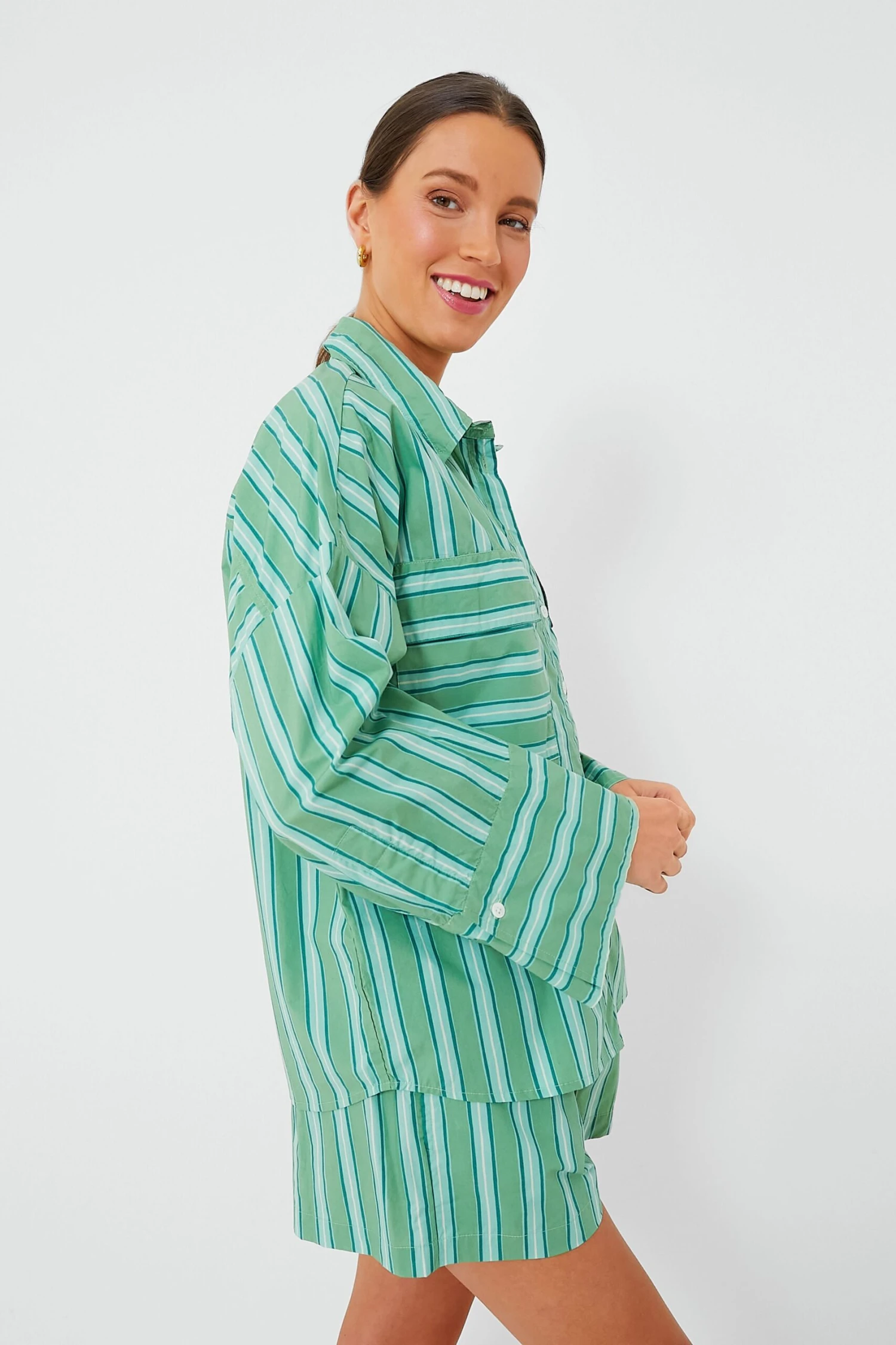 Green Akaia Stripe Tasha Shirt 3 Green Akaia Stripe Tasha Shirt - Image 3