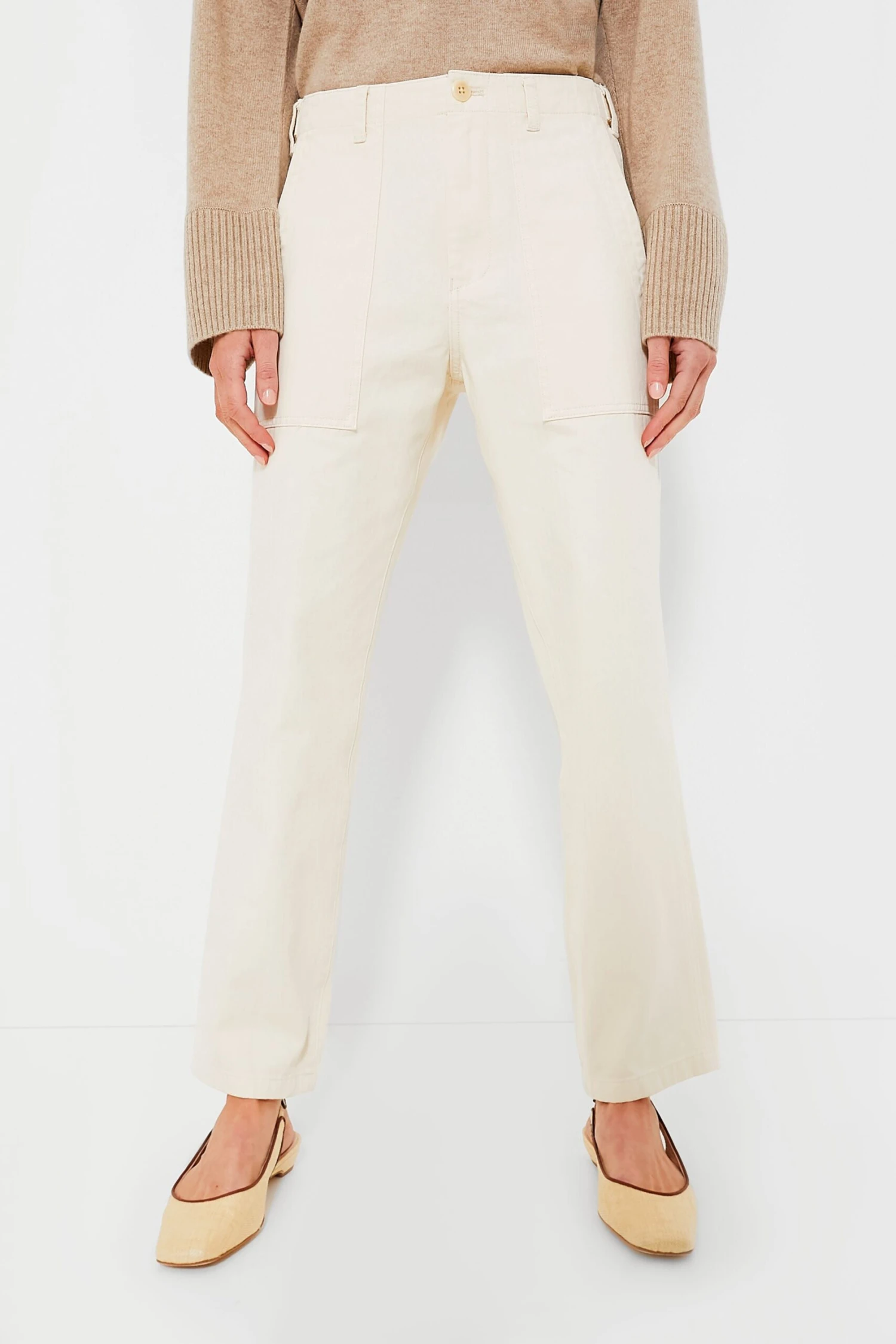 Ecru Herringbone Neil Pant 1 Ecru Herringbone Neil Pant