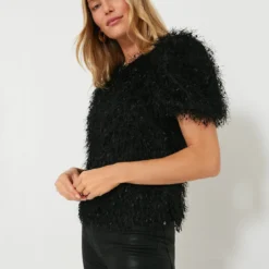 Black Textured Hazel Blouse