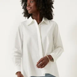 White Nina Swing Button Down
