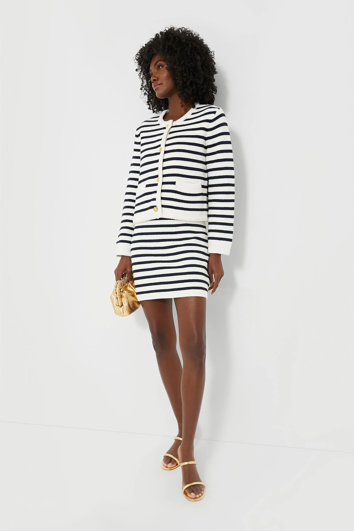 Navy & Cream Stripe Anna Knit Mini Skirt 2 Navy & Cream Stripe Anna Knit Mini Skirt - Image 2