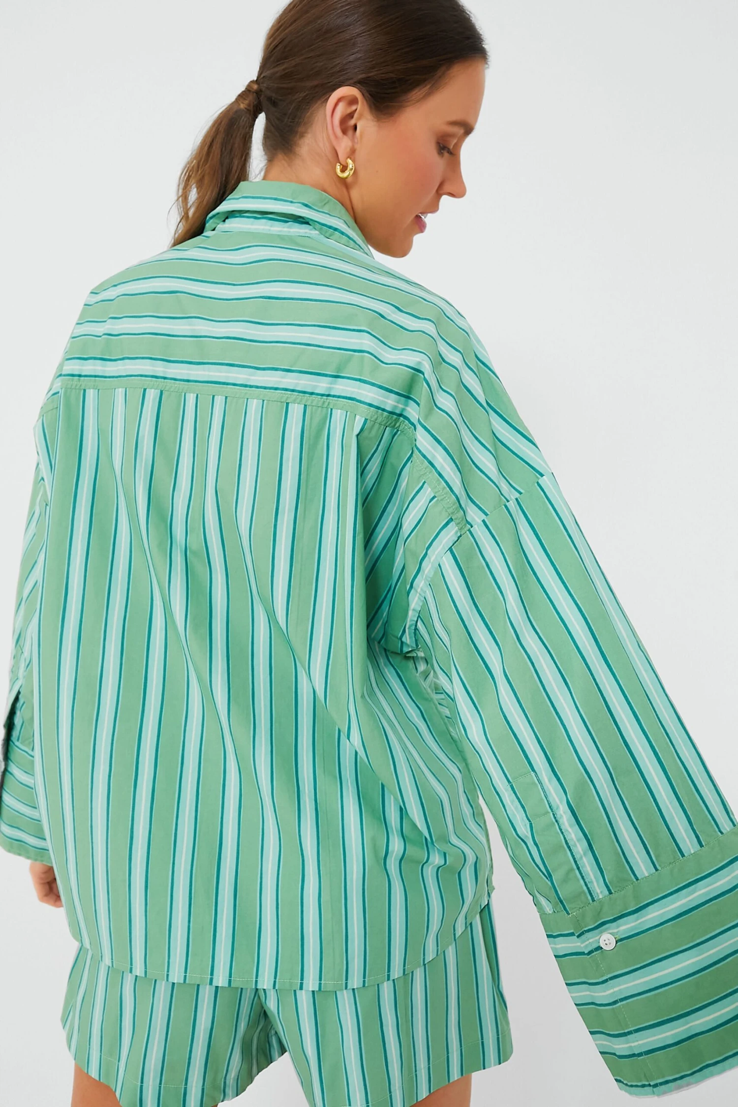 Green Akaia Stripe Tasha Shirt 4 Green Akaia Stripe Tasha Shirt - Image 4