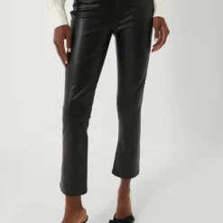 Veronica Beard Black Carly Vegan Leather Kick Flare