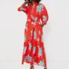 Red Algeria Bianca Cotton Dress