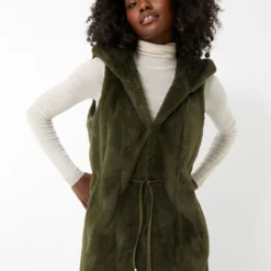 Moss Green Faux Fur Bayker Vest