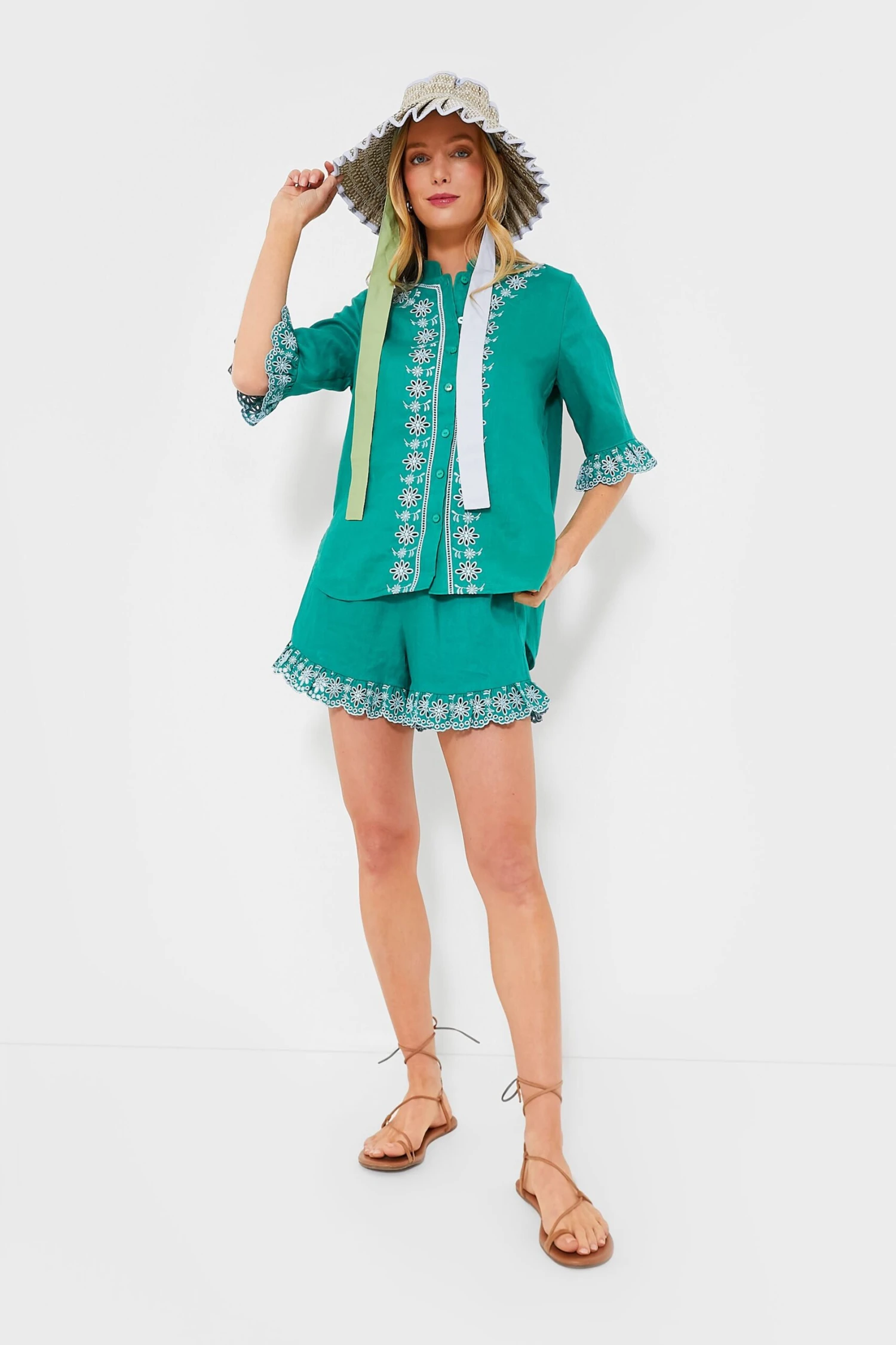 Embroidered Linen Montauk Lounge Shorts 6 Embroidered Linen Montauk Lounge Shorts - Image 6