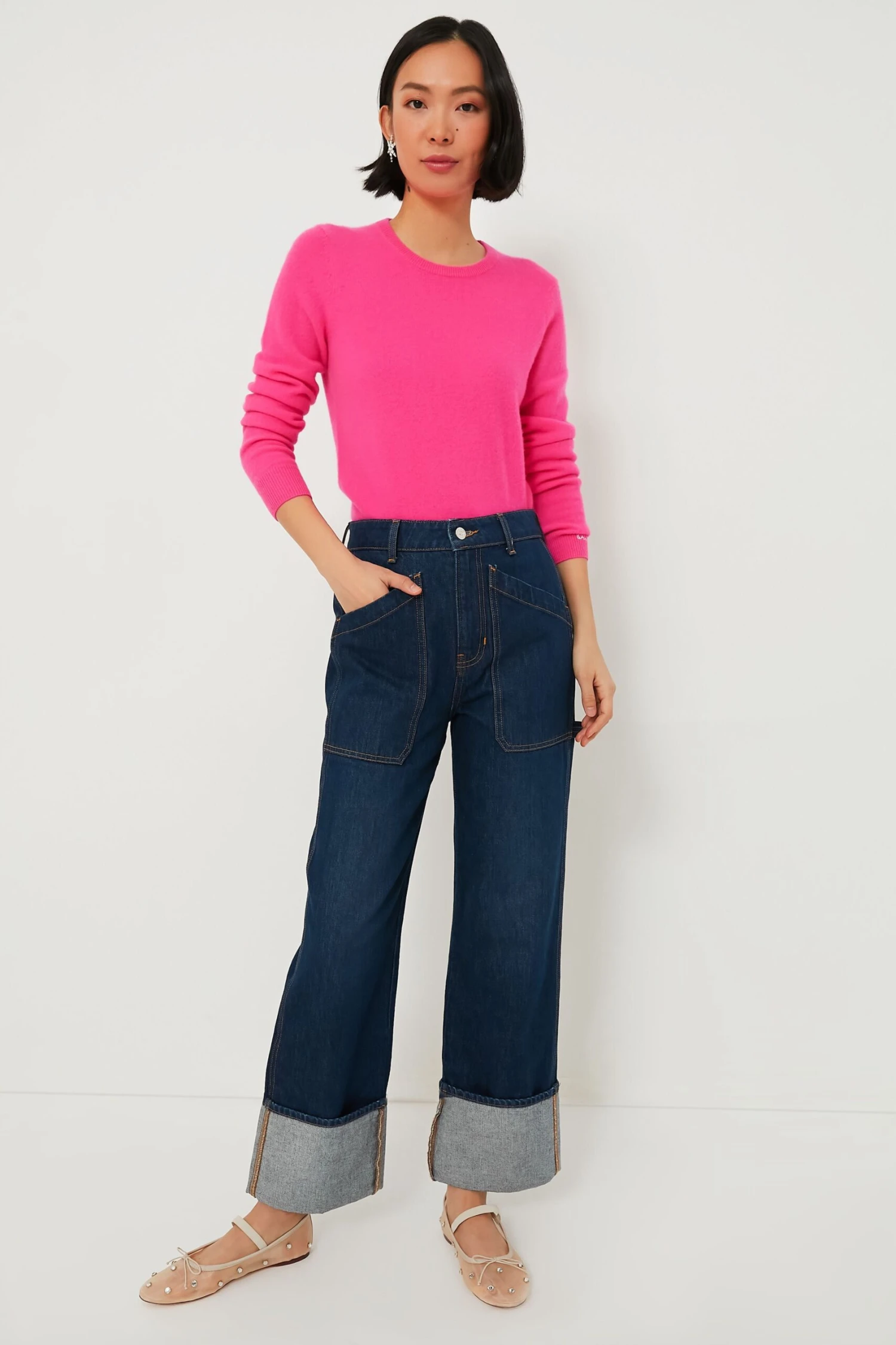 Veronica Beard Dusted Oxford Dylan High Rise Straight Leg With Cuff 2 Veronica Beard Dusted Oxford Dylan High Rise Straight Leg With Cuff - Image 2