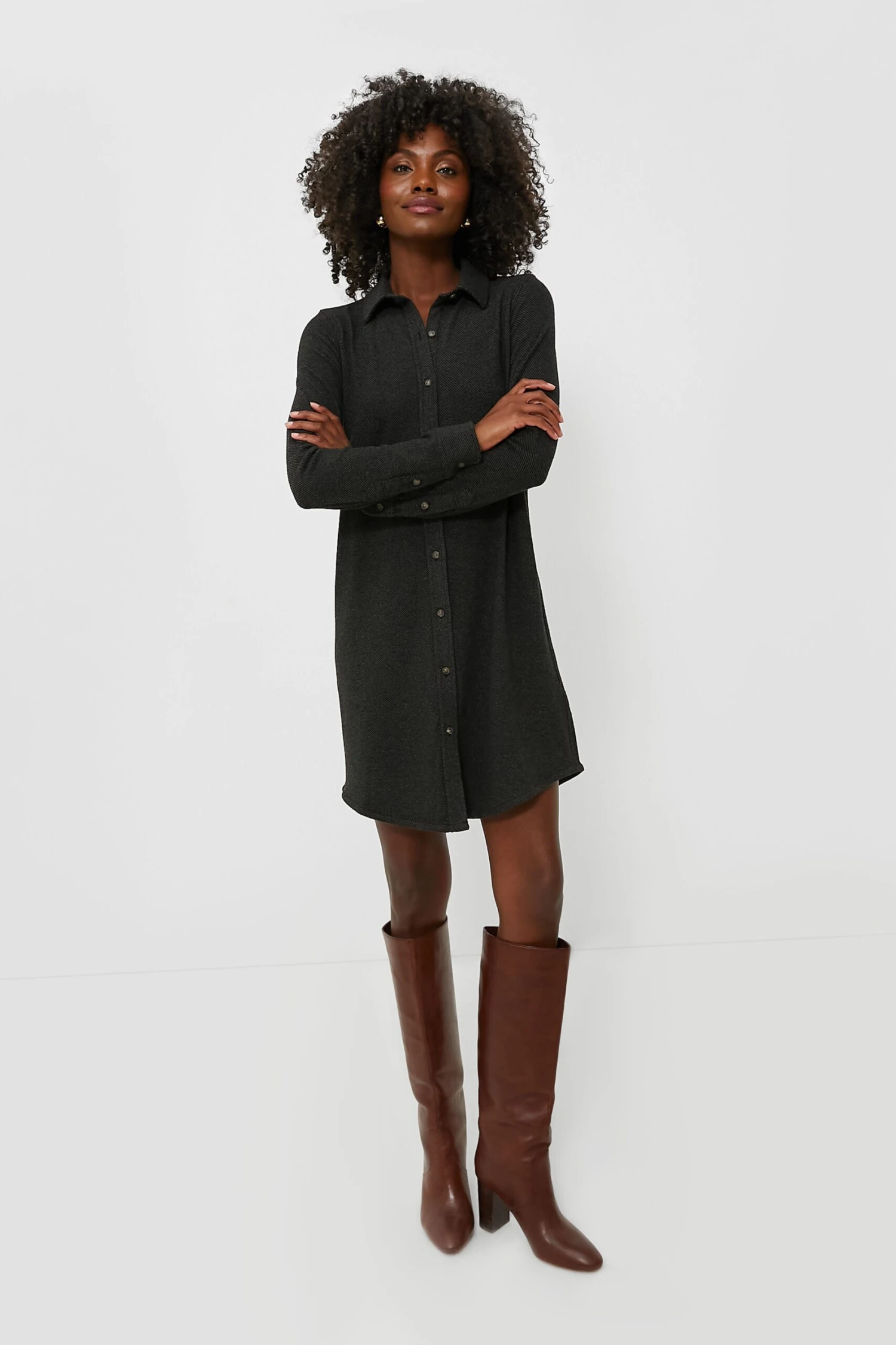Heathered Black Twill Legend Sweater Dress 2 Heathered Black Twill Legend Sweater Dress - Image 2