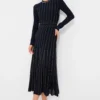Midnight Multi Lunette Long Sleeve Midi Dress