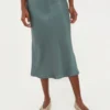 ANINE BING Dark Sage Bar Silk Skirt