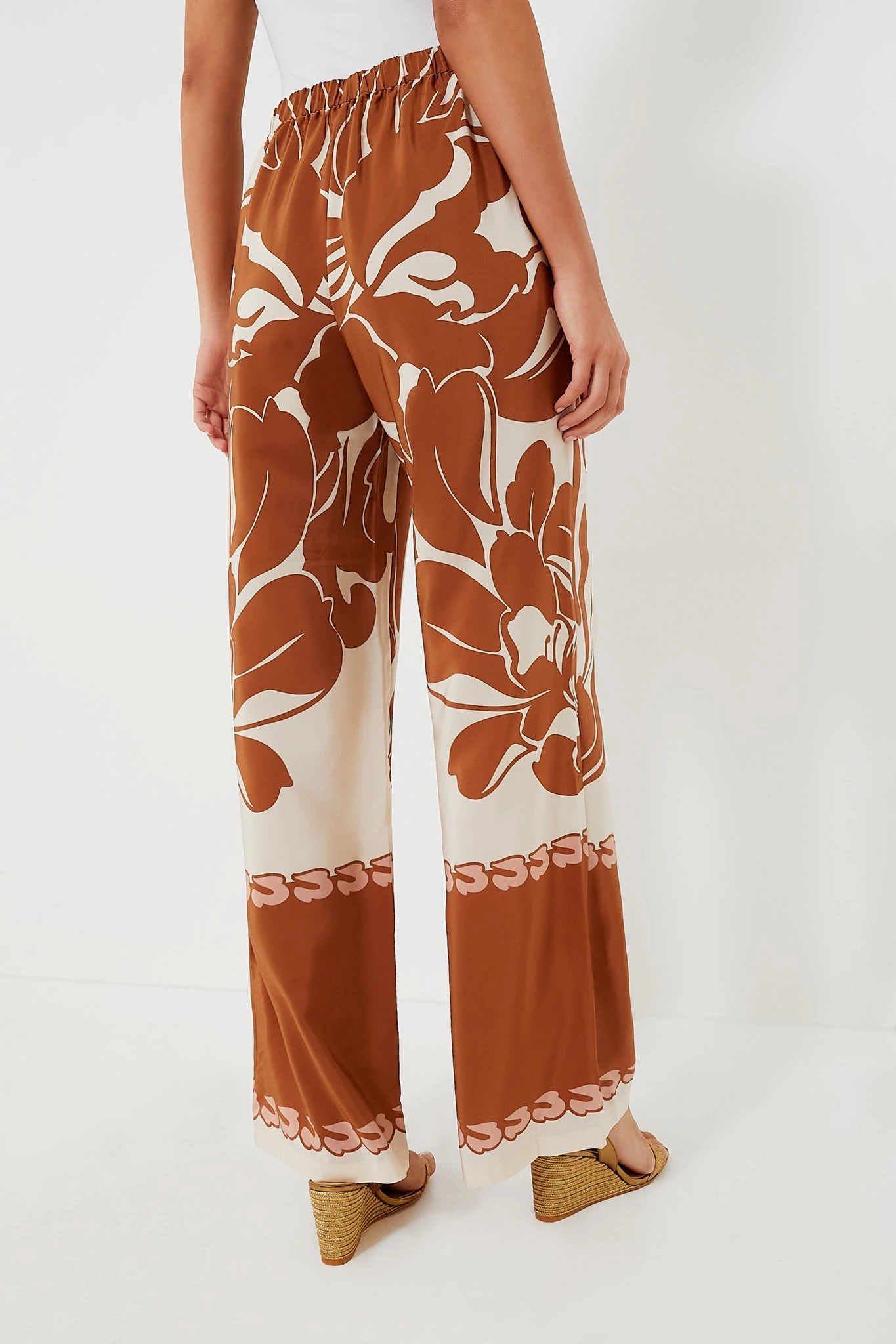 Brown Spray Of Flowers Wide Leg Pants 4 Brown Spray Of Flowers Wide Leg Pants - Image 4