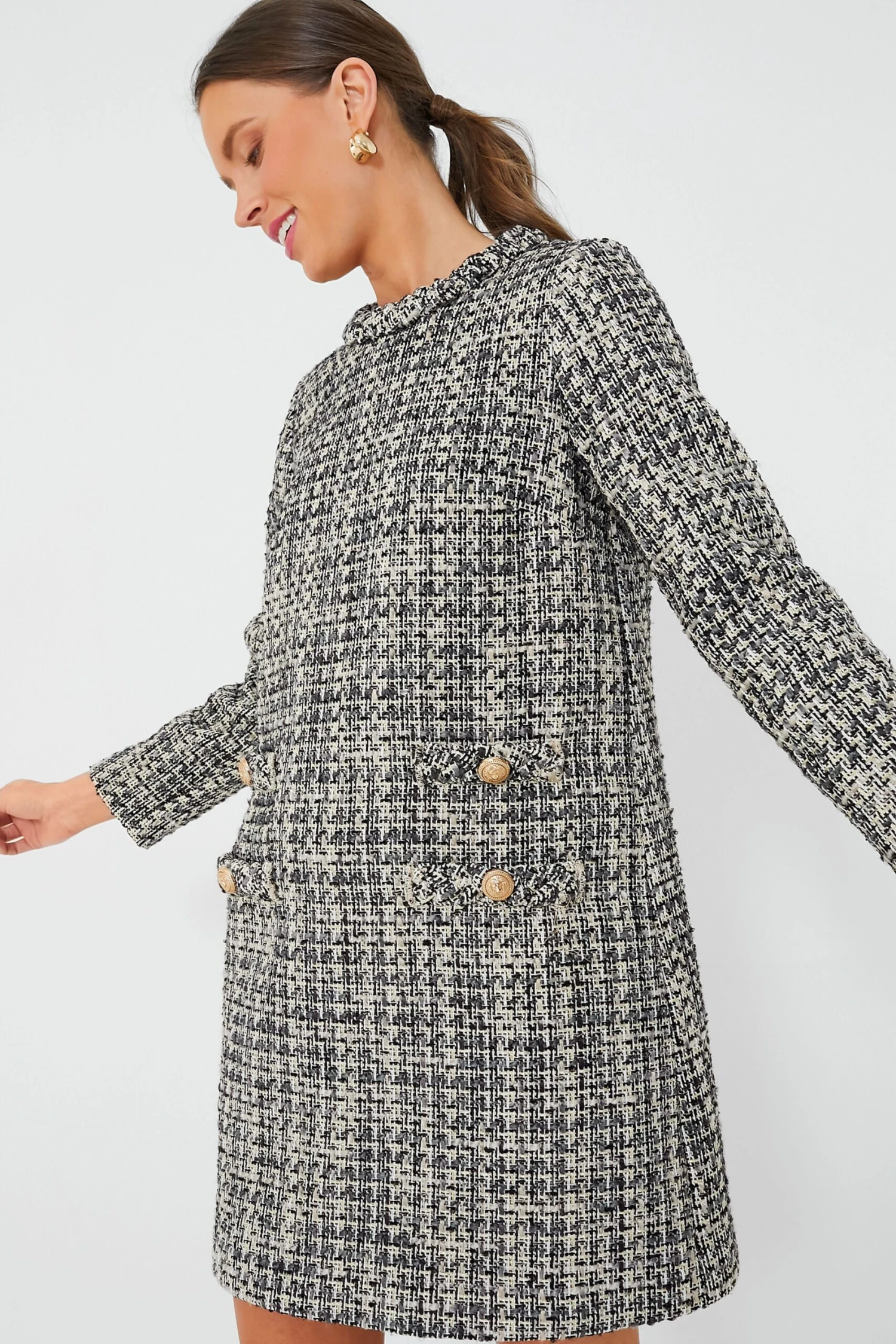 Smoke And Mirrors Long Sleeve Tweed Jackie Dress 4 Smoke And Mirrors Long Sleeve Tweed Jackie Dress - Image 4