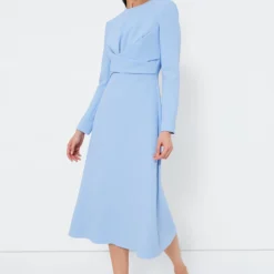 Celeste Blue Elta Double Crepe Dress