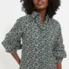 Green Floral Ruffle Sleeve Button Down Noah Blouse