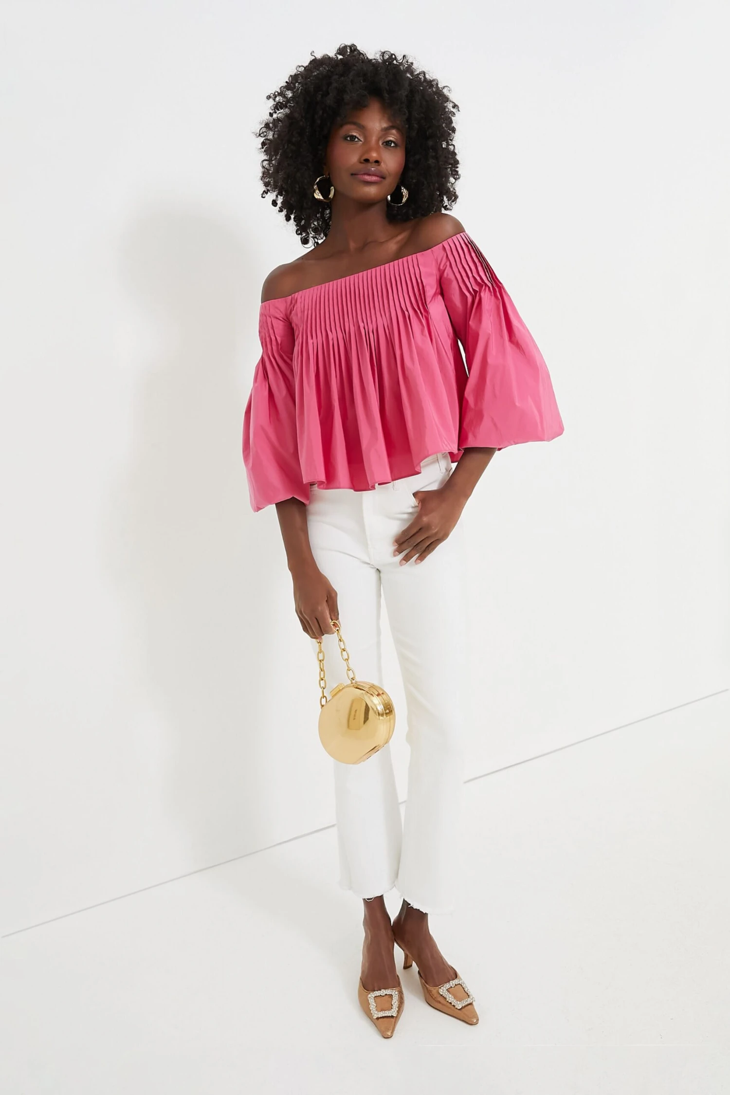 Hot Pink Pleated Portia Top 2 Hot Pink Pleated Portia Top - Image 2