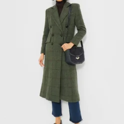 Green Plaid Wool Julius Long Coat