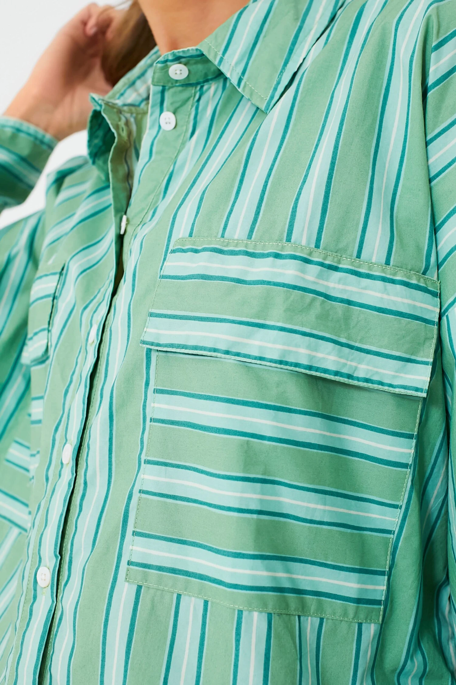 Green Akaia Stripe Tasha Shirt 5 Green Akaia Stripe Tasha Shirt - Image 5