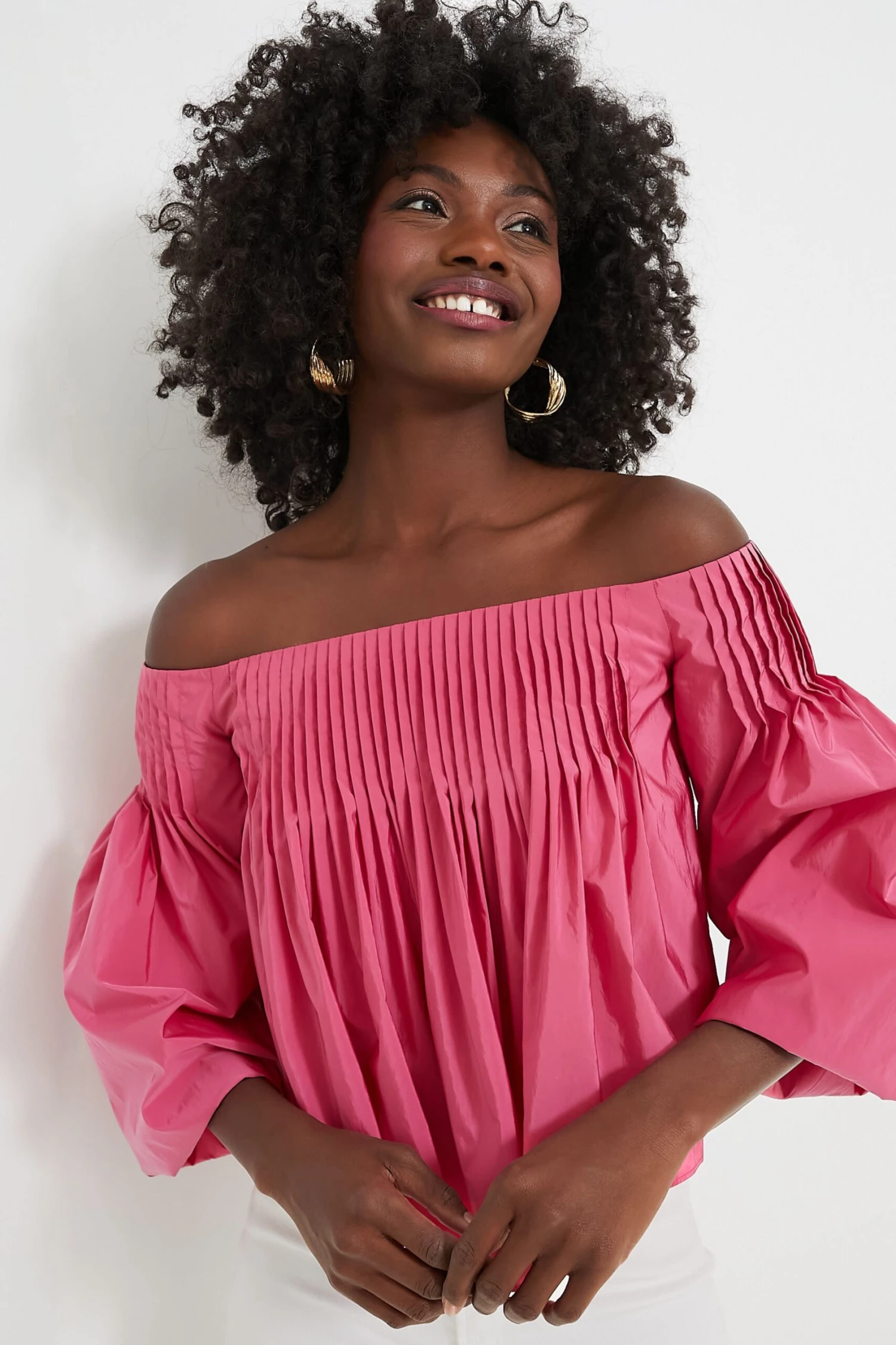 Hot Pink Pleated Portia Top 1 Hot Pink Pleated Portia Top