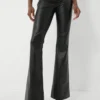 Veronica Beard Black Vegan Leather Beverly High Rise Skinny Flare