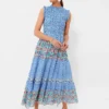 Campania Blue Sleeveless Smocked Maxi Dress