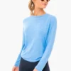 Light Blue Heather Tie Back Long Sleeve Tee