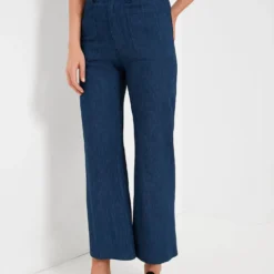 Indigo Zip Front Tulip Crop Flare 2