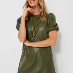 Green Faux Leather McShea Mini Dress