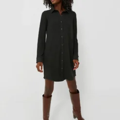 Heathered Black Twill Legend Sweater Dress